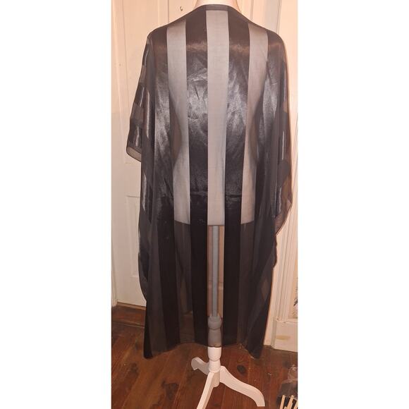 Black Sheer Long Kimino Duster Tunic One Size Dark Romantic Whimsygoth Witchy - Picture 2 of 4